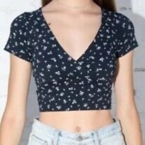 Brandy Melville Navy floral wrap top